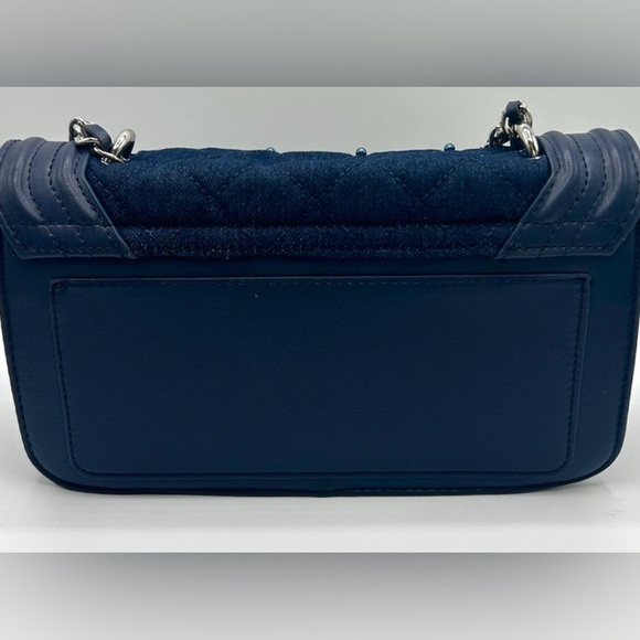 Badgley Mischka Dark Blue Denim Quilted Crossbody Bag - Picture 2 of 6